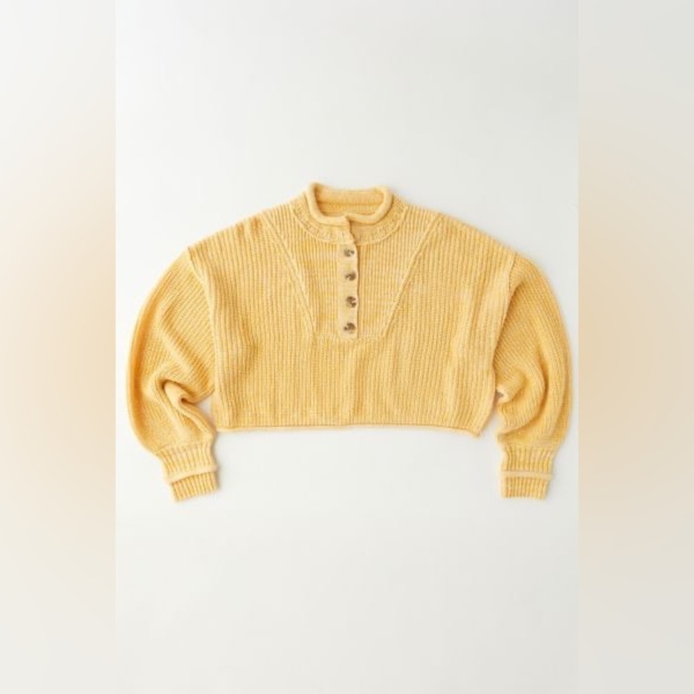 Urban Outfitters Finlay Ribbed Cropped Henley Top